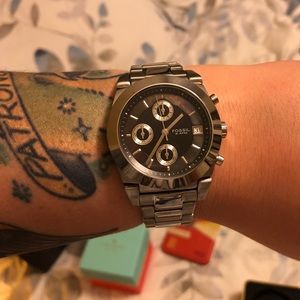 Fossil largeface silver watch